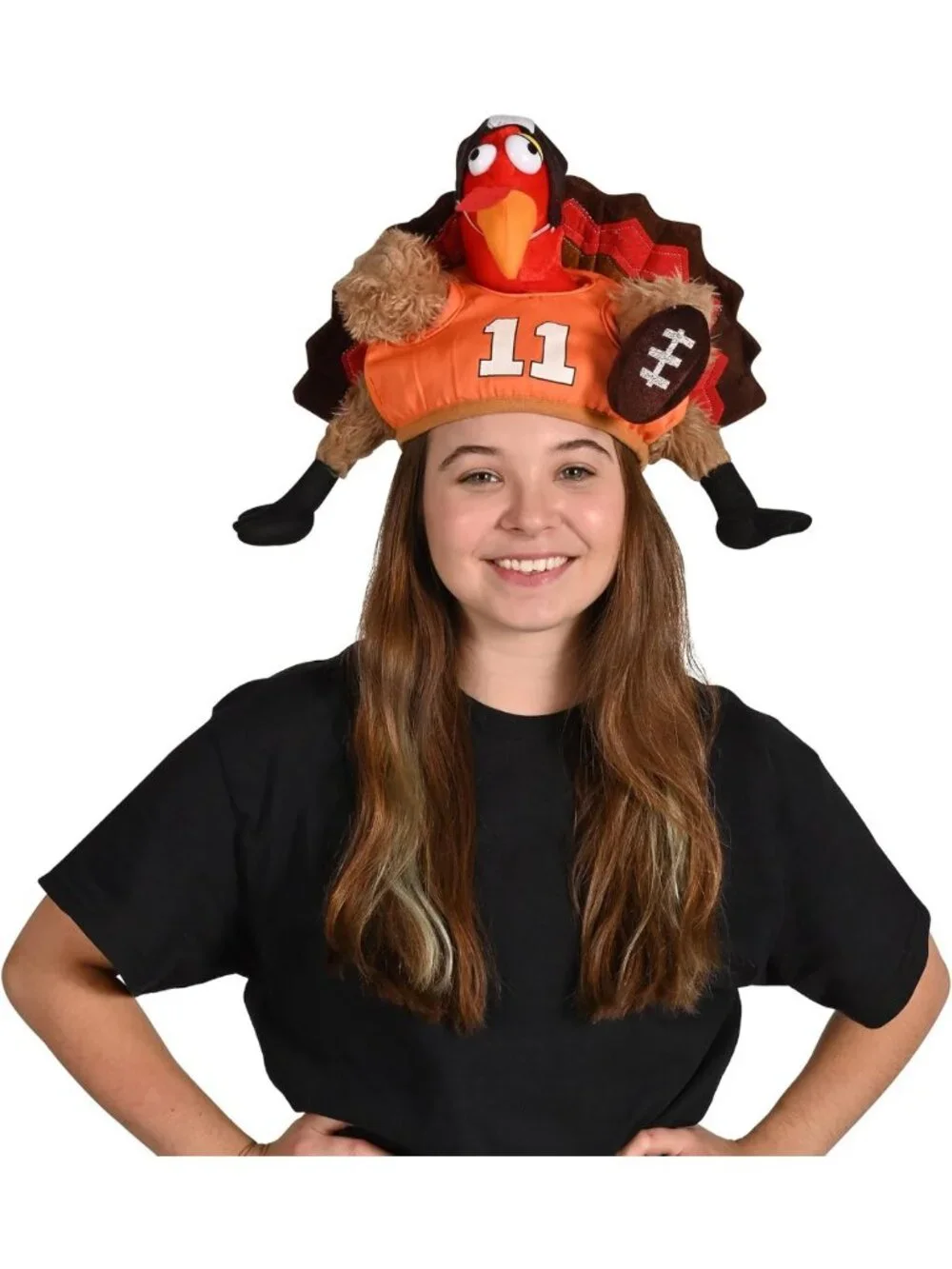 Plush Turkey Football Hats - 2 Pack, Thanksgiving Party Supplies, Game Day
